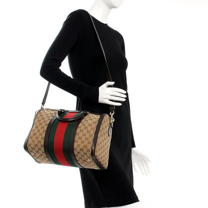 Gucci Monogram Vintage Web Medium Boston Dark Brown 2 of 15
