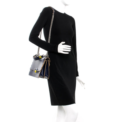 Fendi Vitello Liberty Scalloped Studded Kan I Shoulder Bag Blueberry 2 of 8