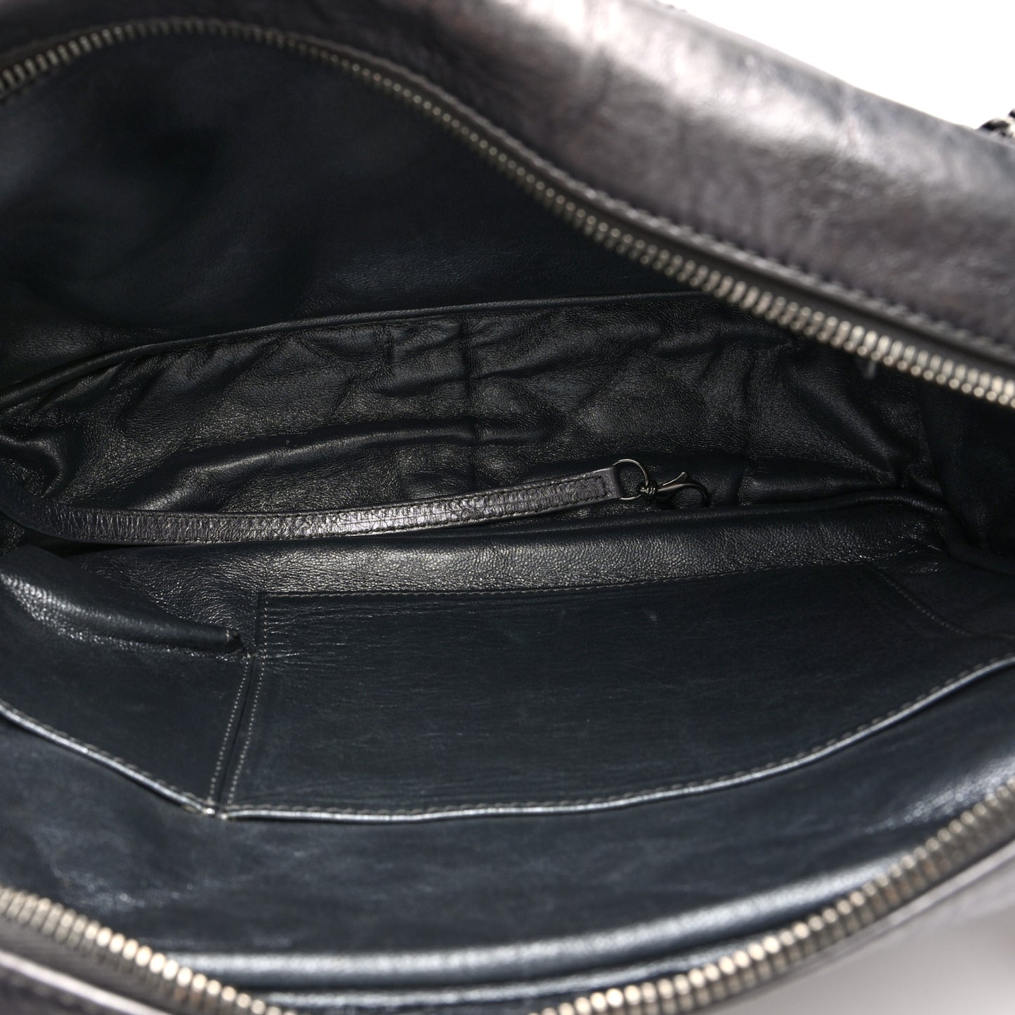 Metallic Aged Calfskin Quilted Large Reissue Camera Case Silver
