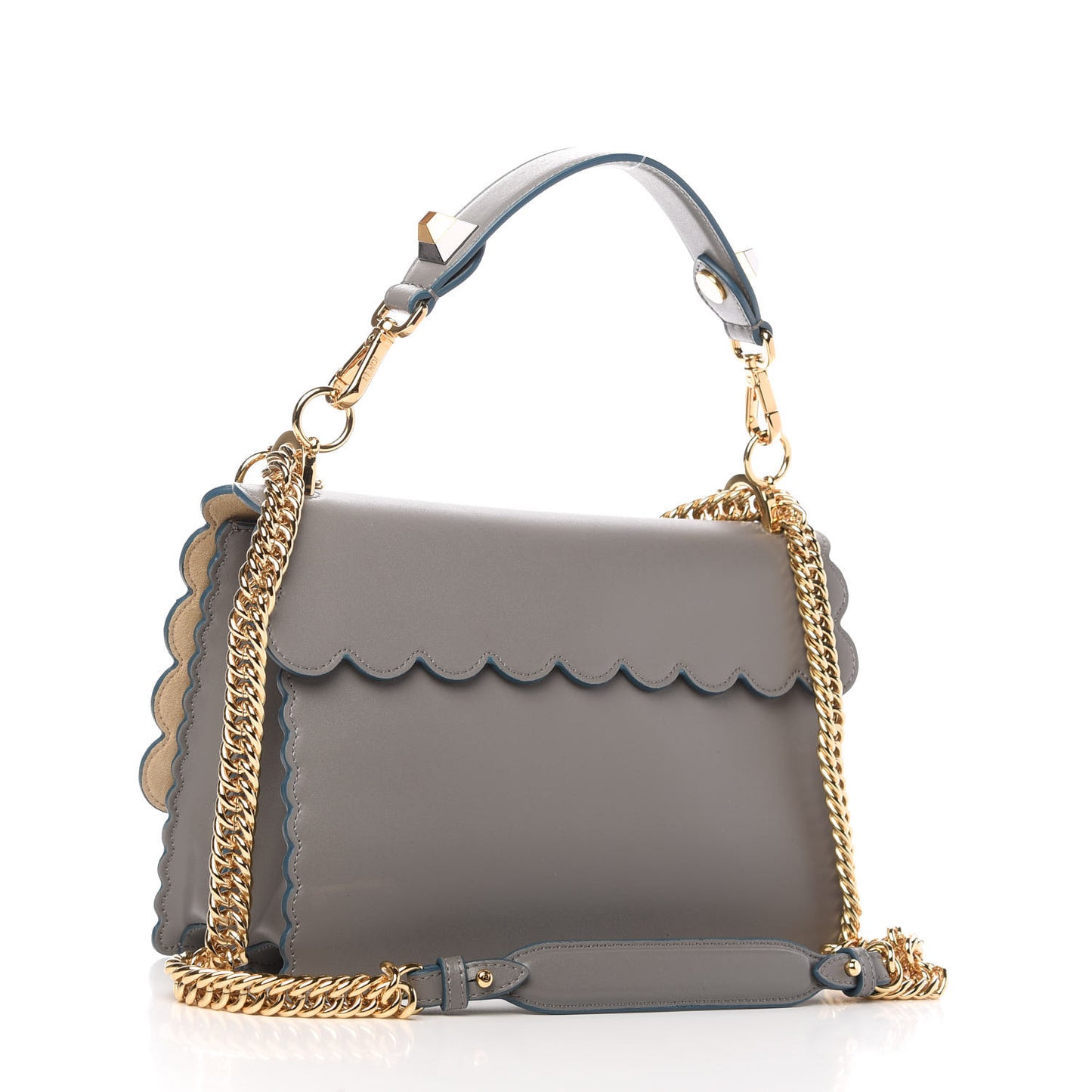 Vitello Liberty Scalloped Studded Kan I Shoulder Bag Argilla