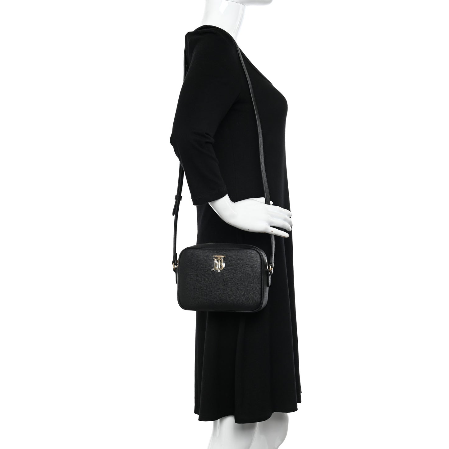 Grained Calfskin TB Small Camera Bag Black