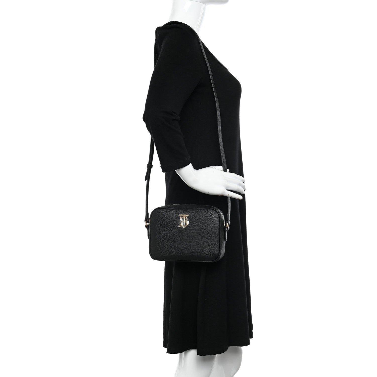 Burberry Grained Calfskin TB Small Camera Bag Black 2 of 10