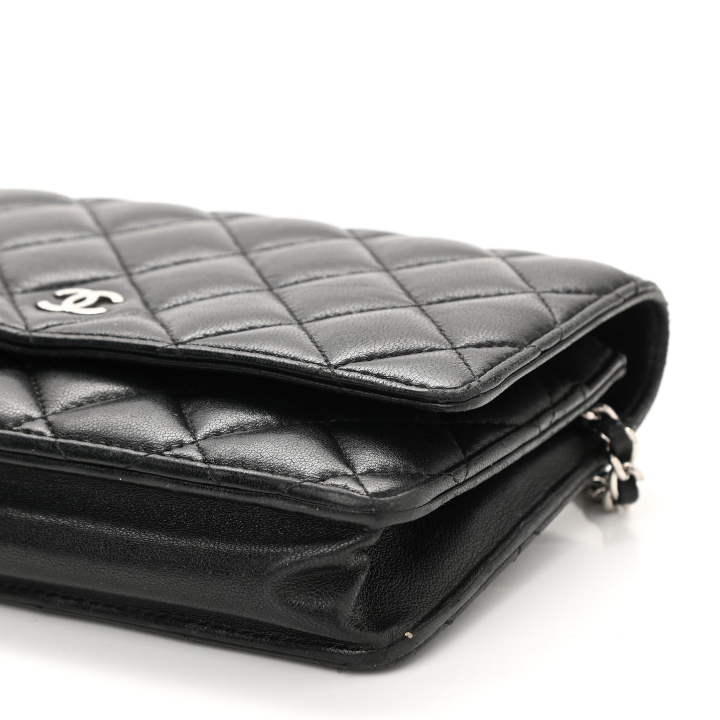 Lambskin Quilted Wallet On Chain WOC Black