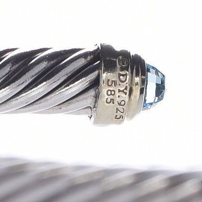 David Yurman Sterling Silver 14K Yellow Gold Blue Topaz 5mm Cable Classics Petite Color Bracelet 4 of 4