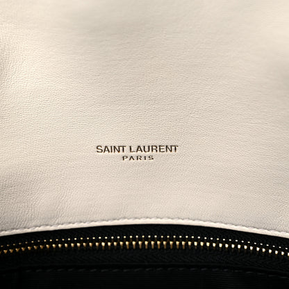 Saint Laurent Boucle Tweed Quilted Small Loulou Puffer Monogram Chain Satchel Crema Soft 6 of 11