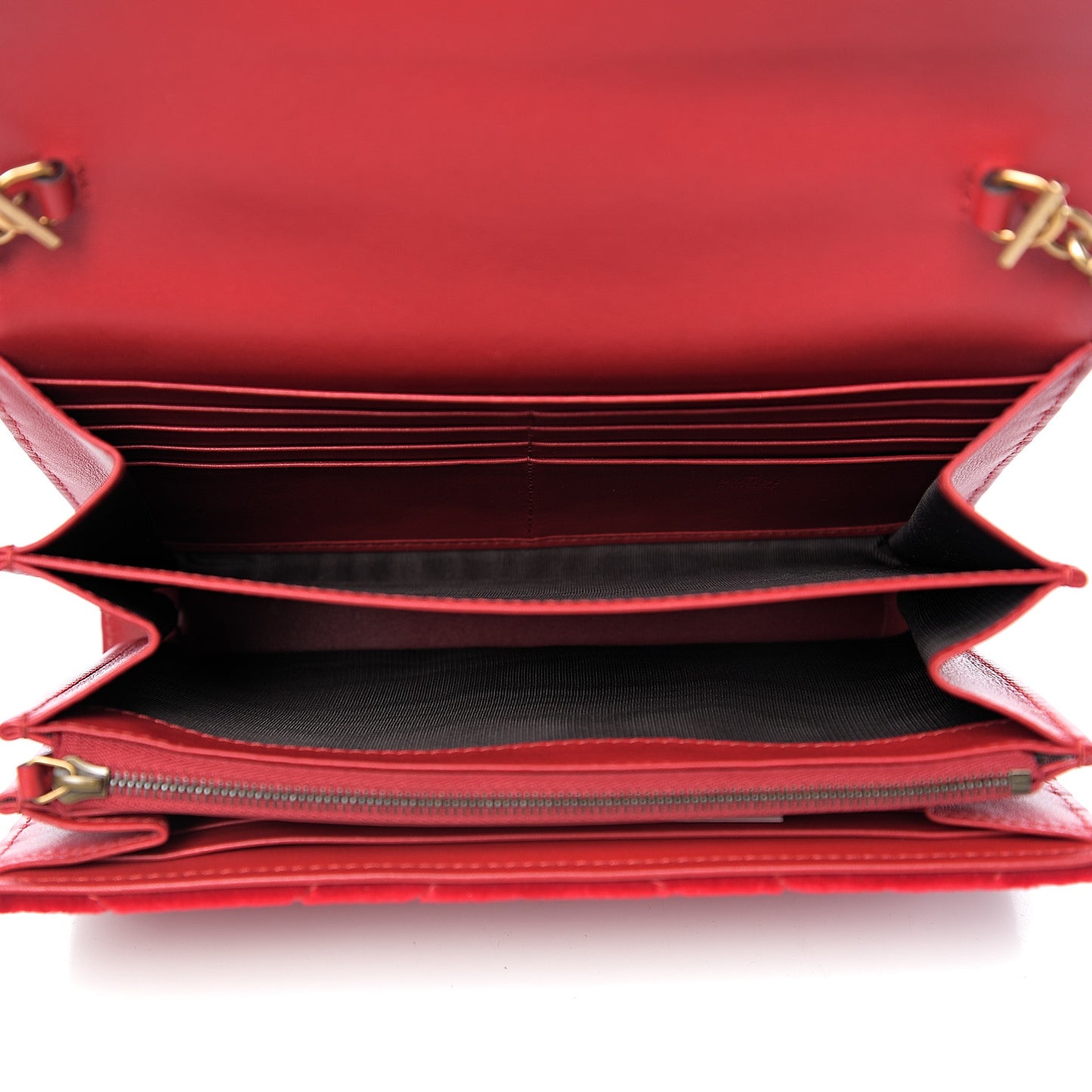 Velvet Matelasse GG Marmont Chain Wallet Hibiscus Red