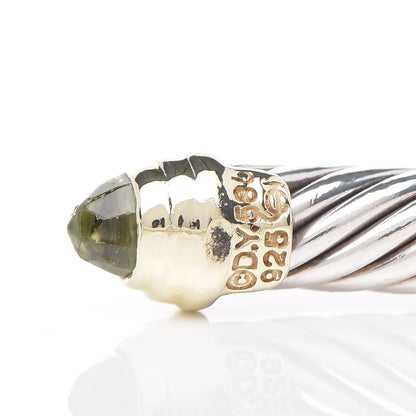 David Yurman Sterling Silver 14K Yellow Gold Peridot 5mm Cable Classics Petite Color Bracelet 4 of 5