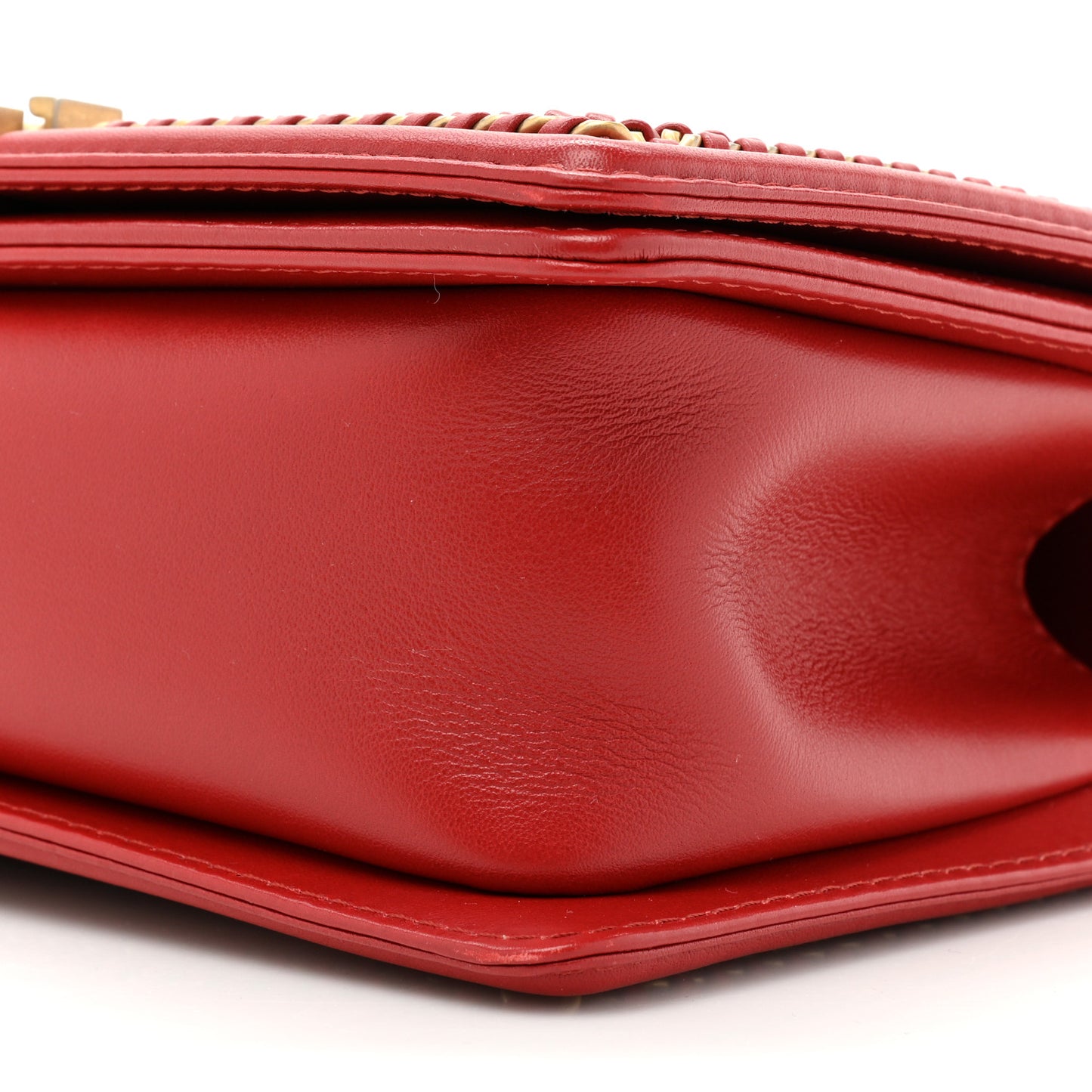 Lambskin Quilted Medium Top Handle Boy Flap Red