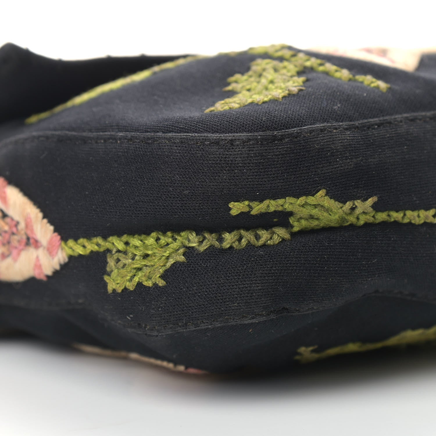 Fendi Canvas Lizard Embroidered Flower Baguette Black Multicolor 8 of 10