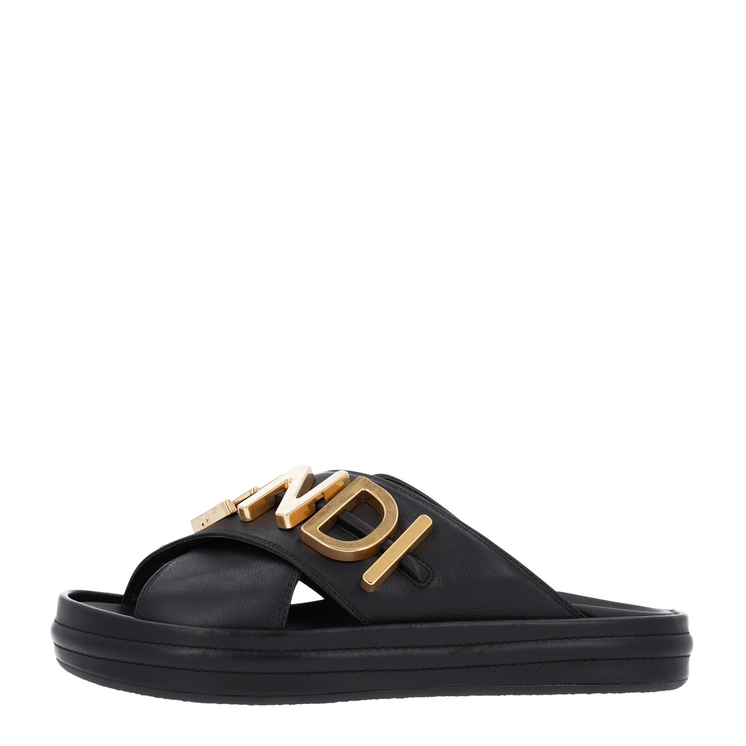 Fendi Vitello Womens Fendigraphy Slide Sandals 36 Black 1 of 11