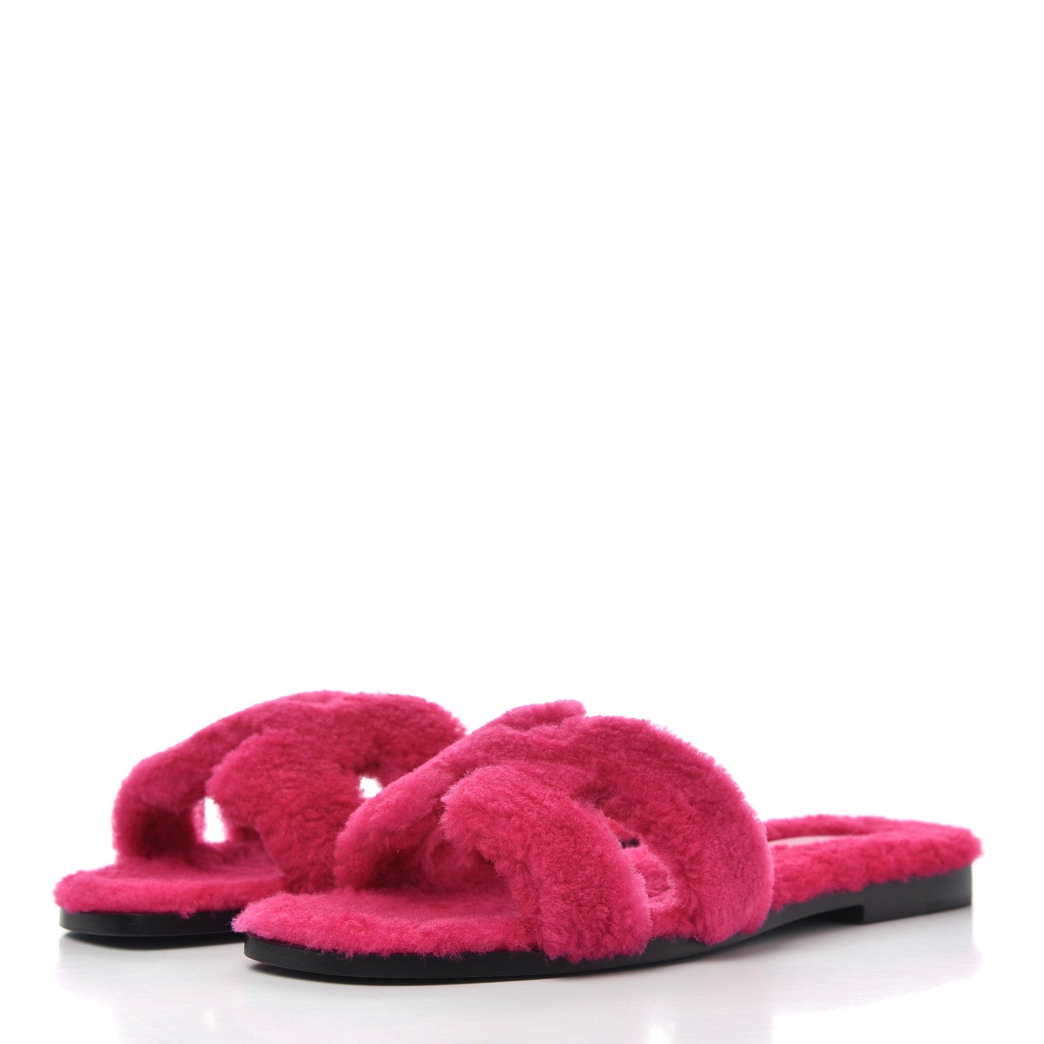 Hermes Woolskin Oran Sandals 38 Rose Fuchsia 3 of 8