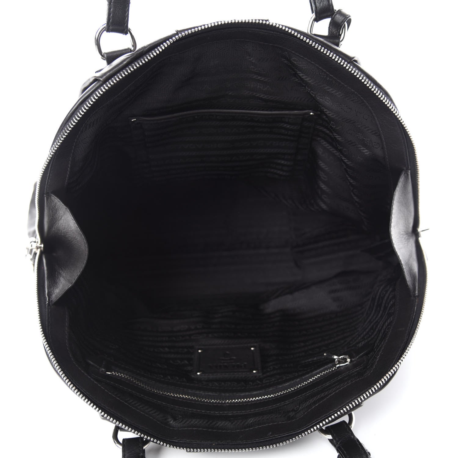 Prada Soft Calf Dome Sachel Black 5 of 11