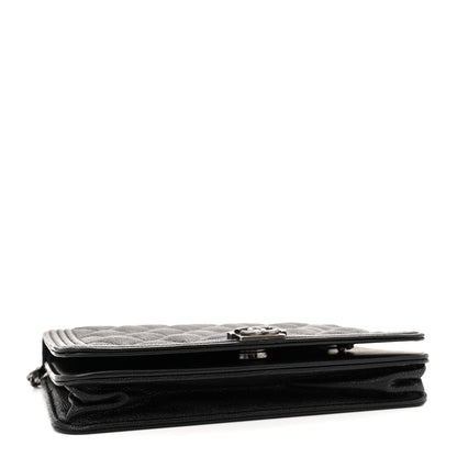 Chanel Caviar Quilted Boy Wallet On Chain WOC Black 4 of 12
