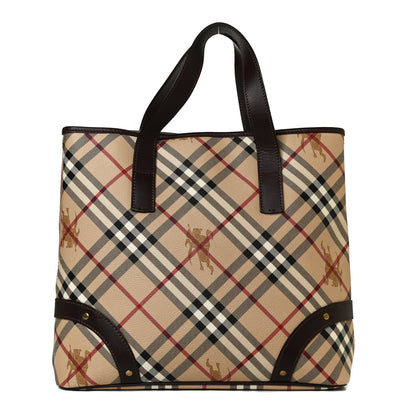 Burberry Haymarket Check Studded Tote Chocolate 1 of 10