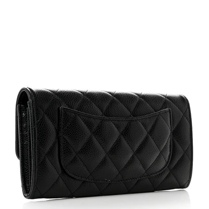 Chanel Caviar Quilted Large Gusset Flap Wallet Black 3 of 10