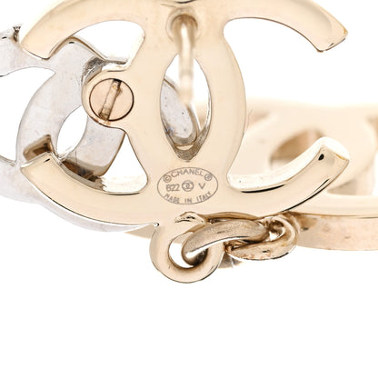 Chanel Crystal Pearl Double CC Drop Earrings Gold Silver 4 of 5