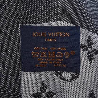 Louis Vuitton Wool Silk Monogram Denim Shawl Black 3 of 5