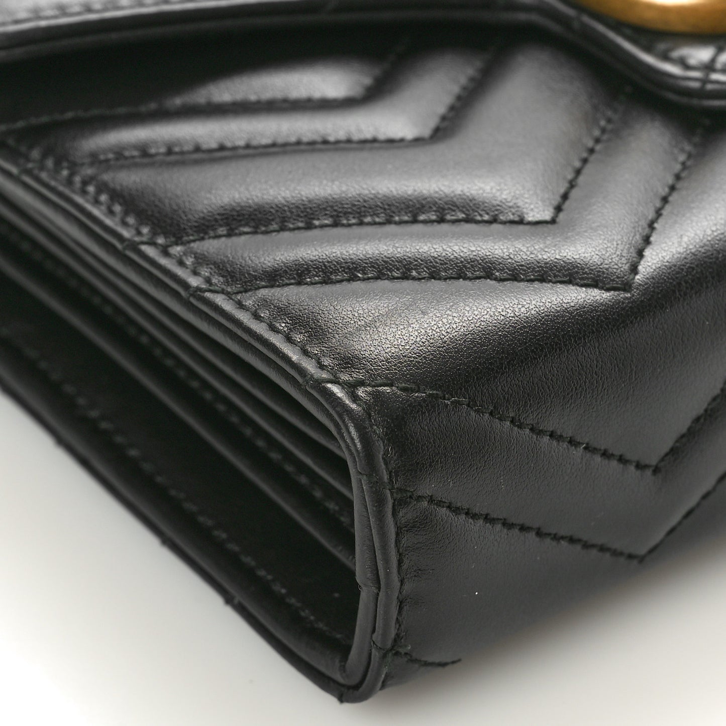Calfskin Matelasse GG Marmont Chain Wallet Black
