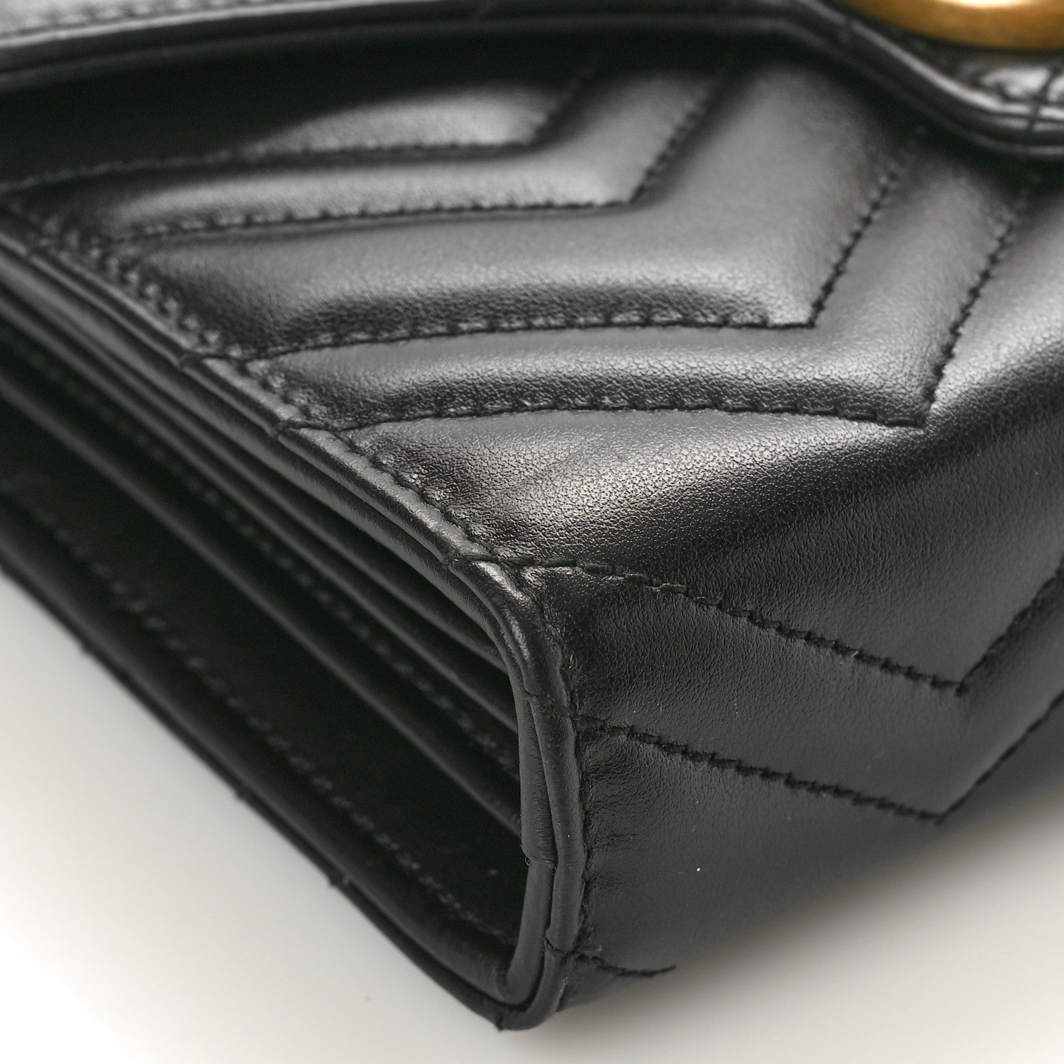 Gucci Calfskin Matelasse GG Marmont Chain Wallet Black 8 of 9