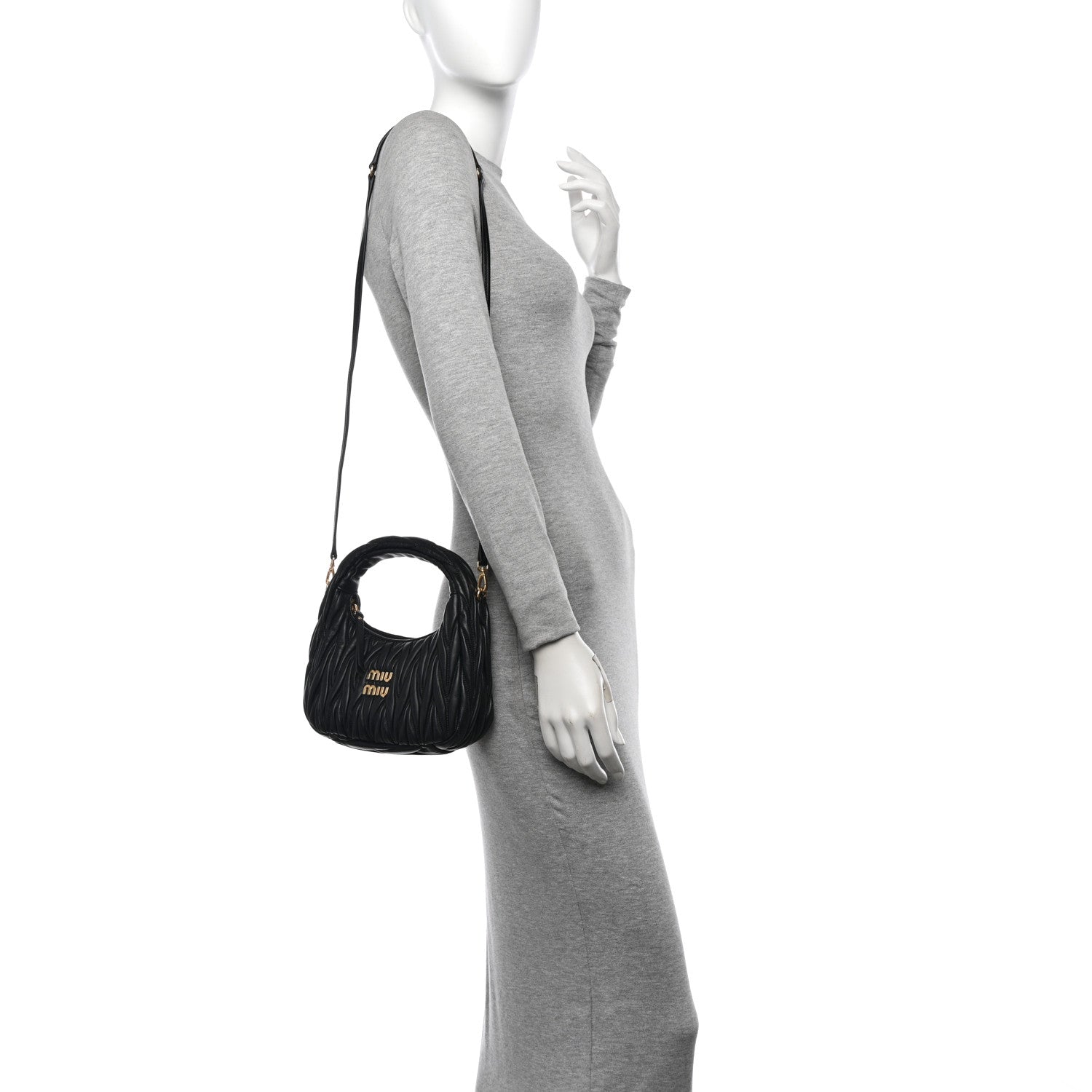Miu Miu Nappa Matelasse Small Wander Hobo Black 2 of 9