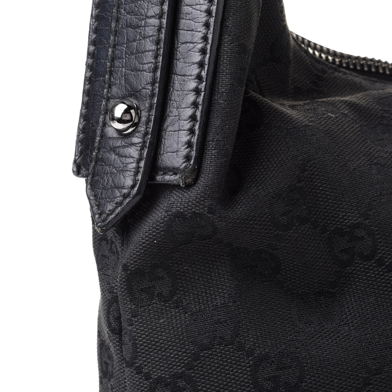 Gucci Monogram Medium Horsebit Chain Hobo Black 10 of 12