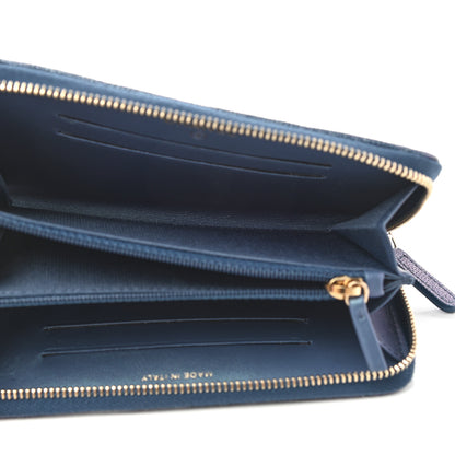 Chanel Iridescent Caviar Quilted Medium Zip Around Wallet Dark Blue 5 of 9