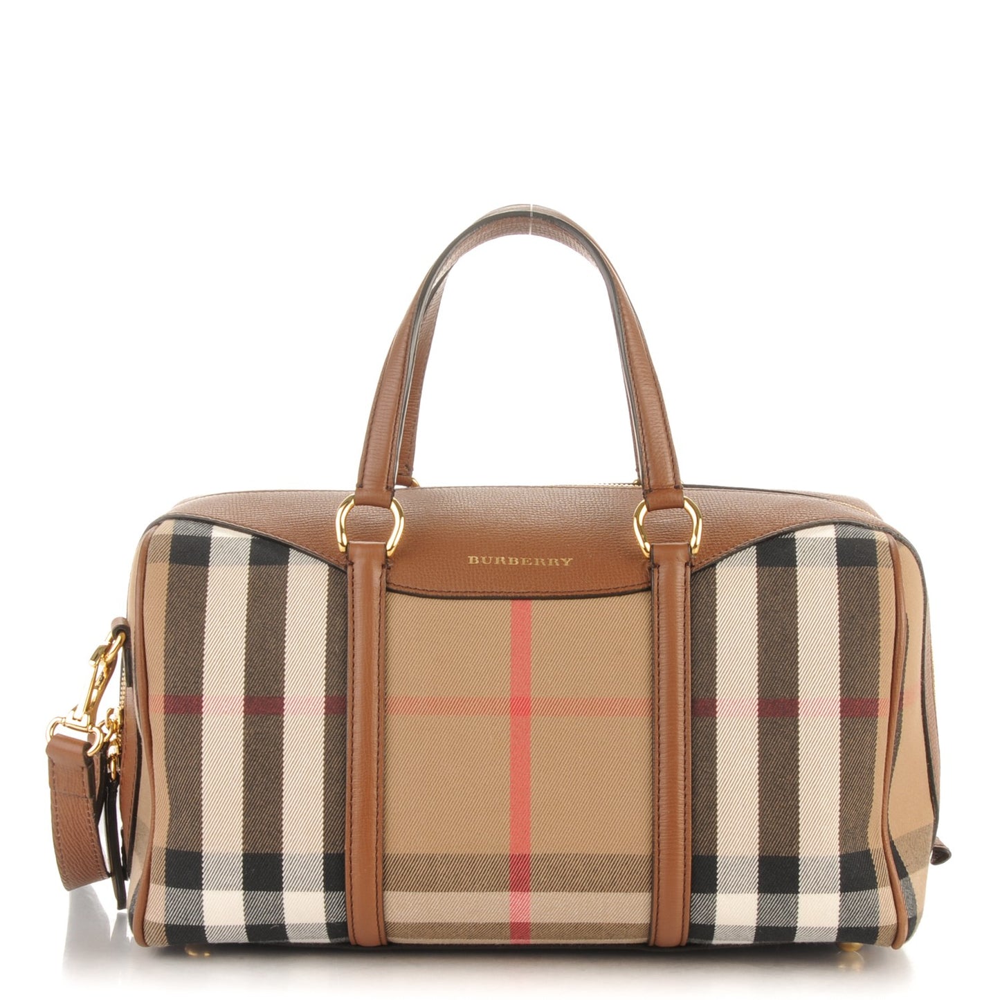 House Check Derby Calfskin Medium Alchester Bowling Bag Tan