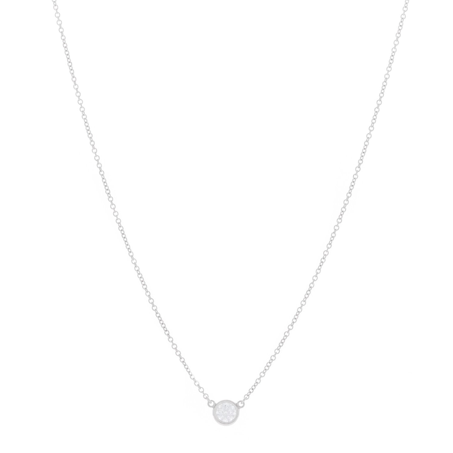 Tiffany Platinum Diamond .27ct Elsa Peretti Diamonds by the Yard Pendant Necklace 1 of 3