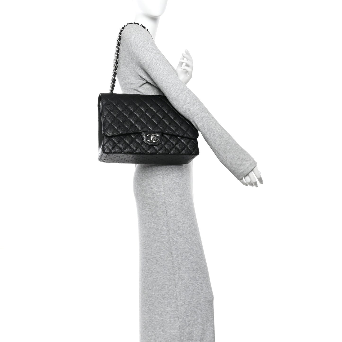 Caviar Quilted Maxi Double Flap Black