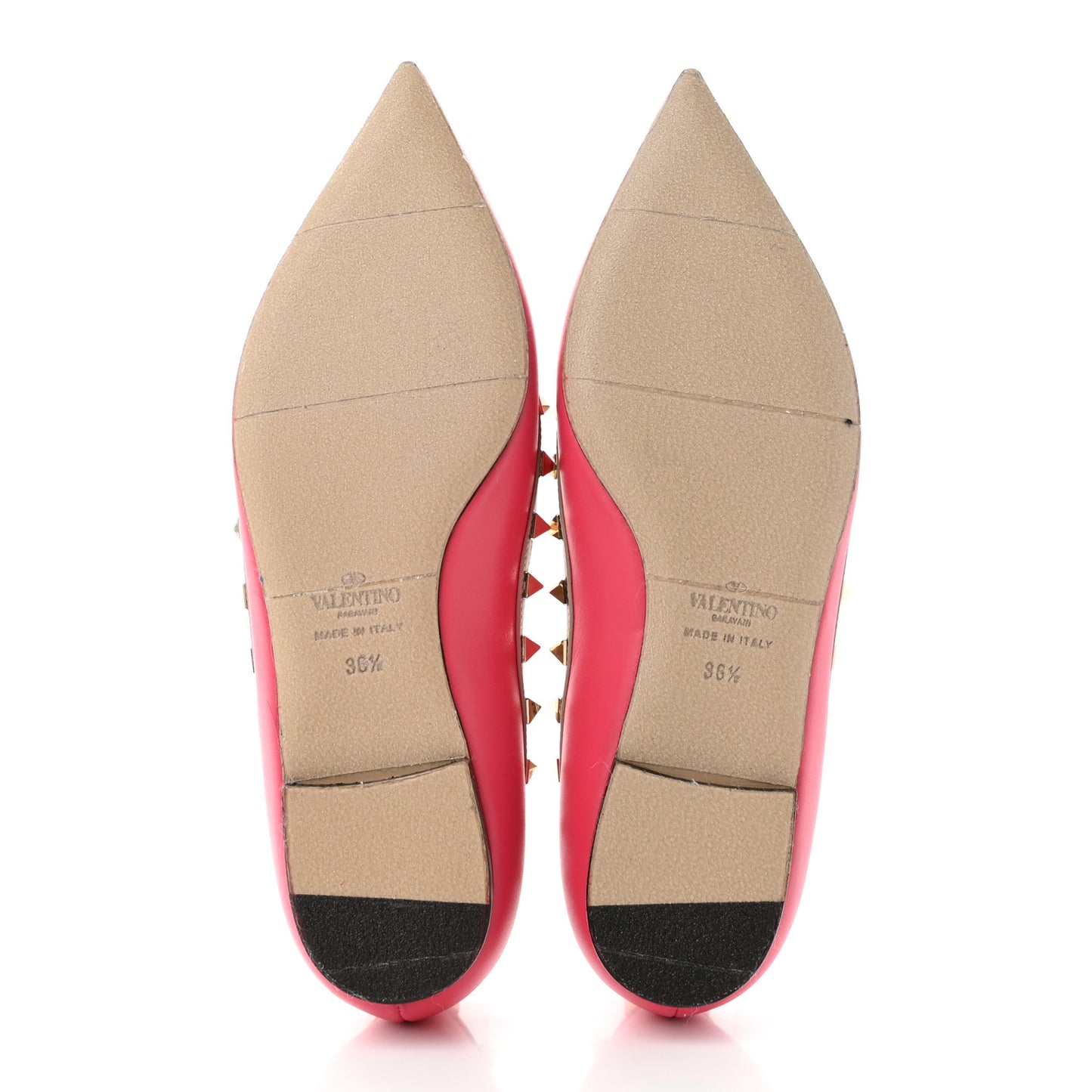 Calfskin Nappa Rockstud Ballerina Flats 36.5 Deep Fuxia Poudre