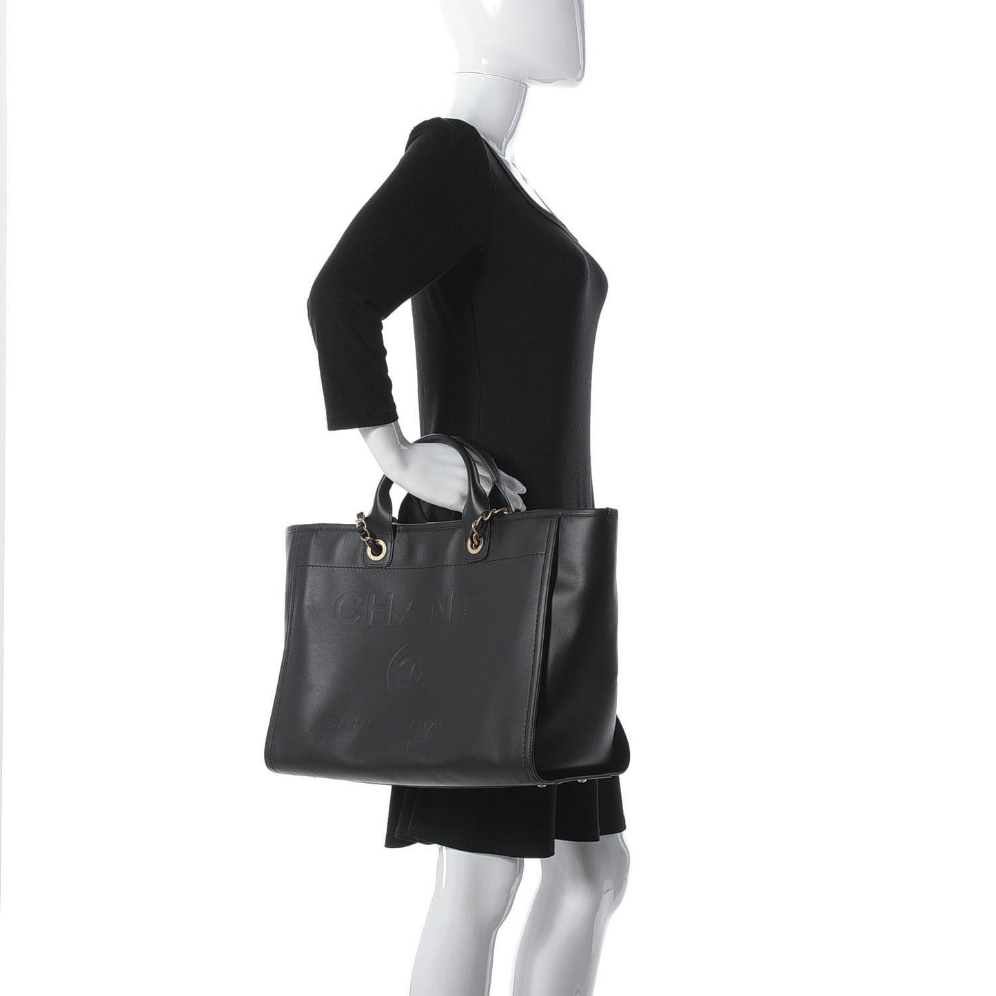 Calfskin Medium Deauville Tote Black