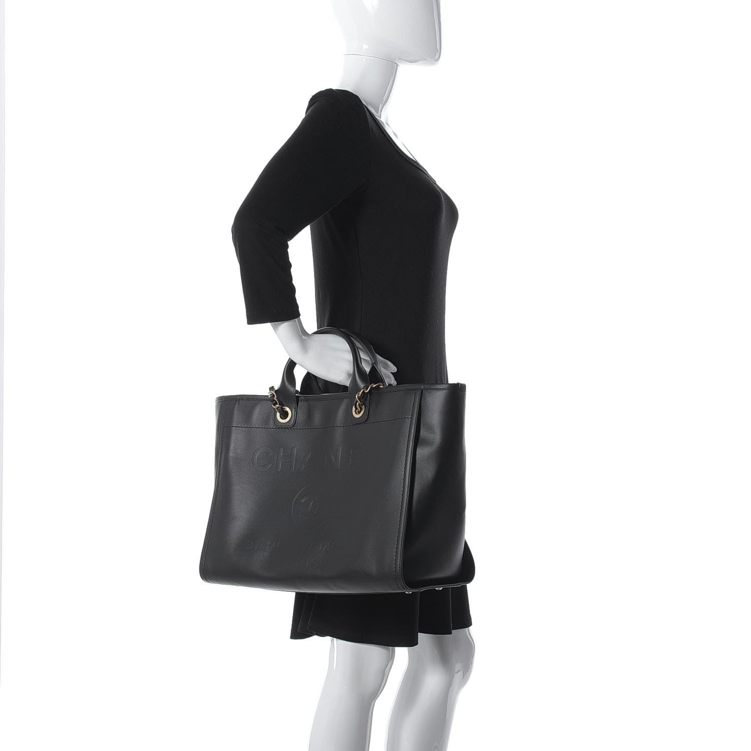Chanel Calfskin Medium Deauville Tote Black 2 of 10
