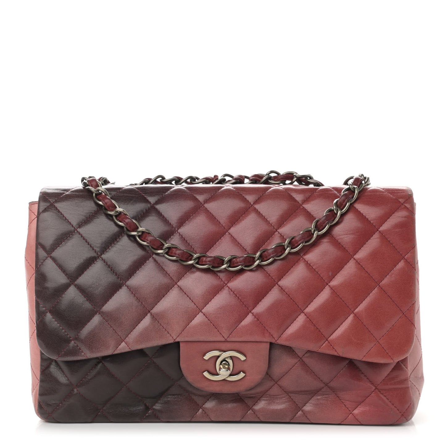Lambskin Degrade Quilted Jumbo Single Flap Red