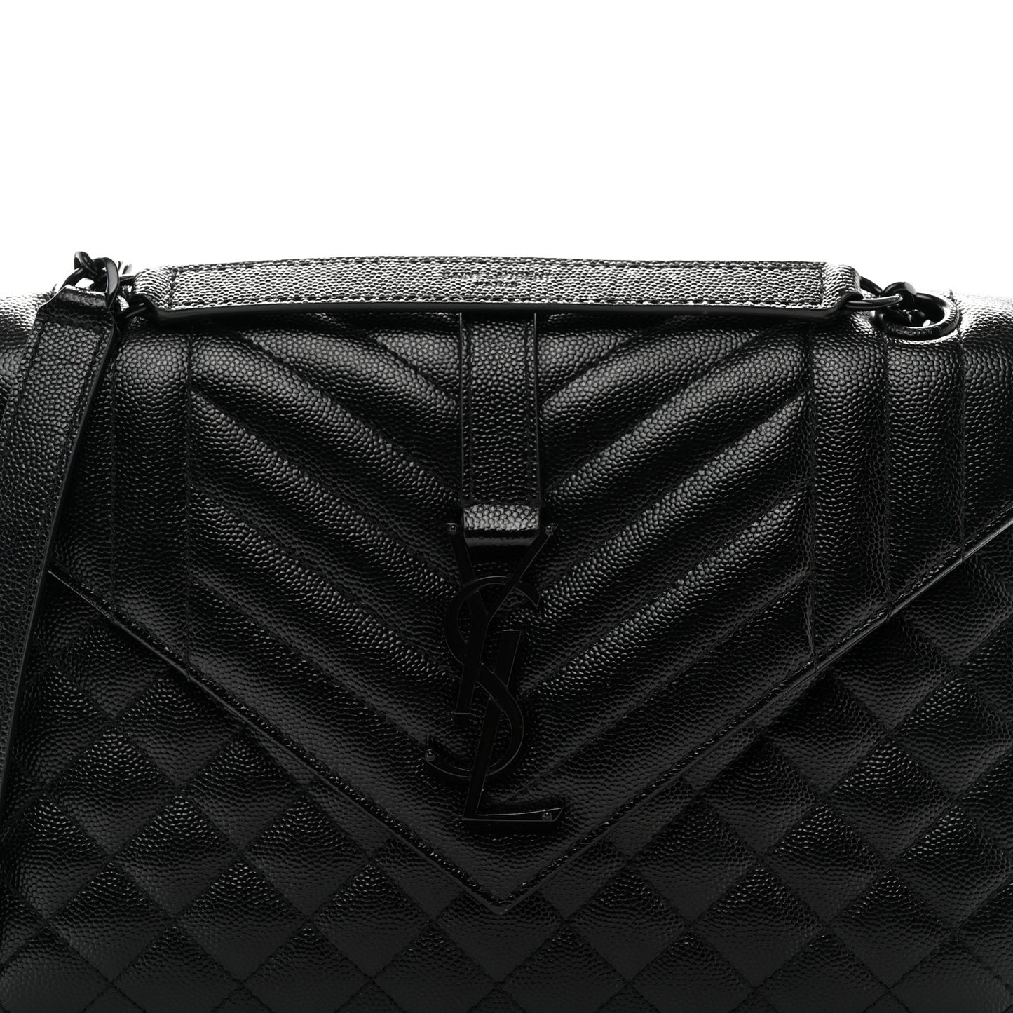 Grain De Poudre Textured Mixed Matelasse Triquilt Medium Monogram Monochrome Satchel Black