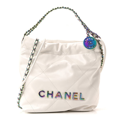 Chanel Shiny Calfskin Quilted Rainbow Mini Chanel 22 White 2 of 28