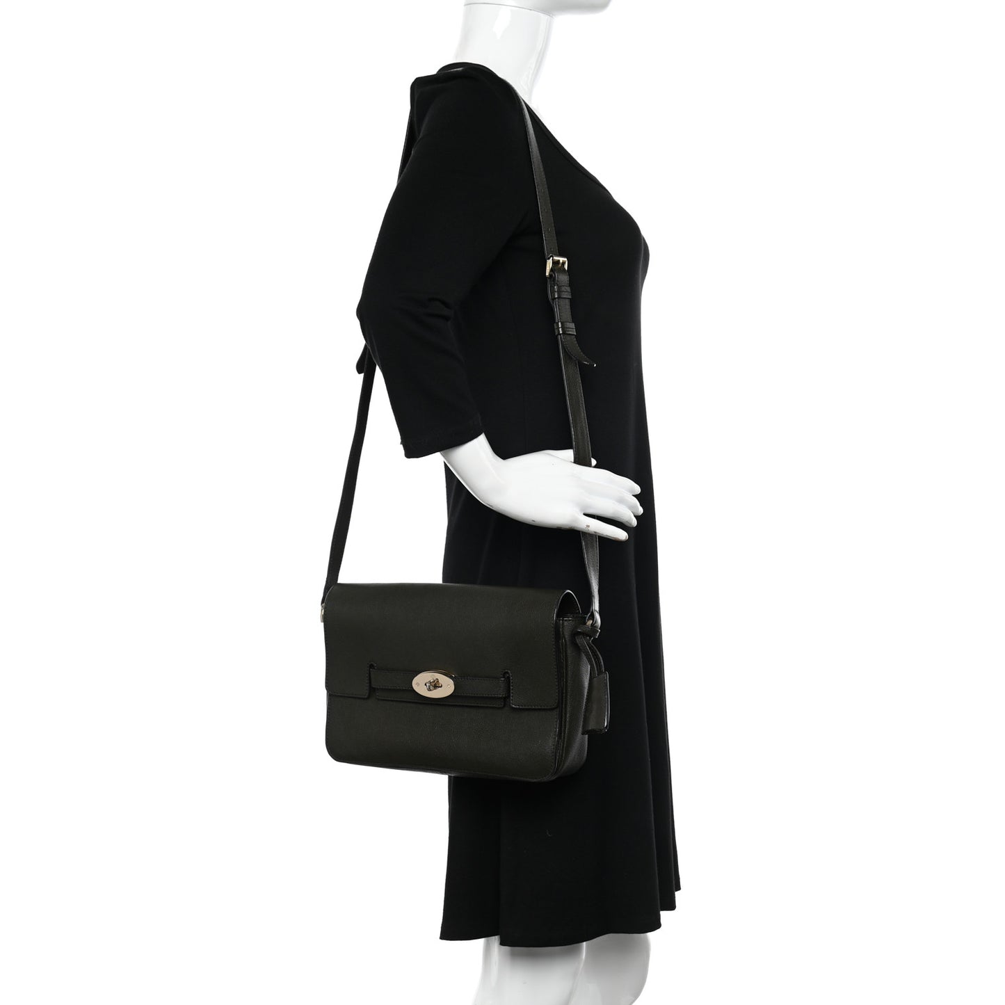 Shiny Goatskin Bayswater Shoulder Bag Evergreen