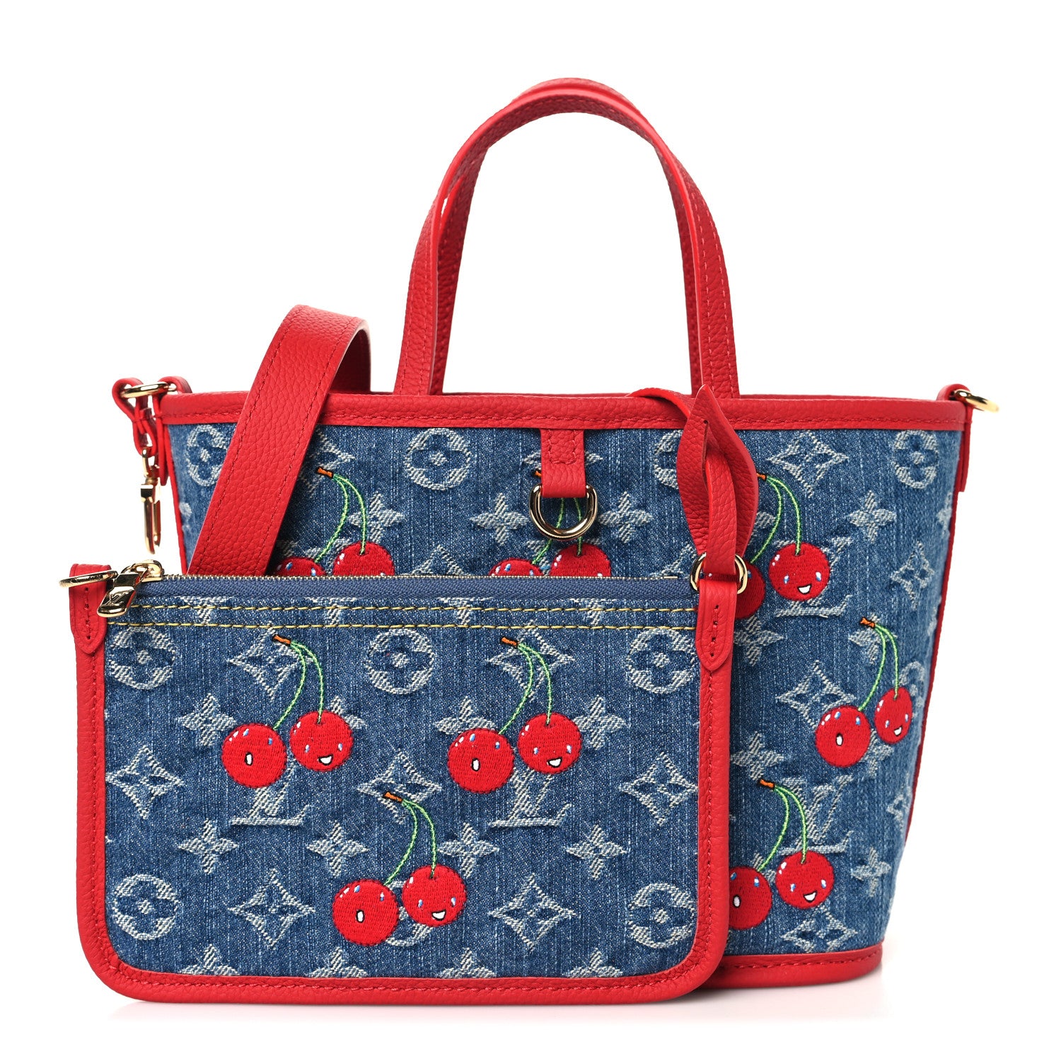 Louis Vuitton LV X TM Monogram Denim Cerises Neverfull Inside Out BB 3 of 11