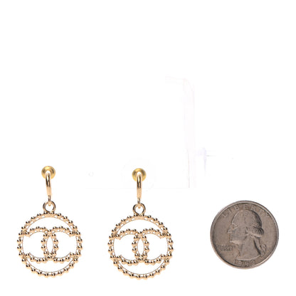 Chanel Metal Bead Round CC Drop Earrings Gold 2 of 3