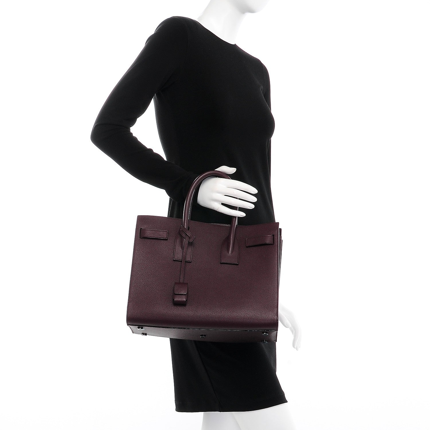 Saint Laurent Grained Calfskin Small Classic Sac De Jour Bordeaux 3 of 9