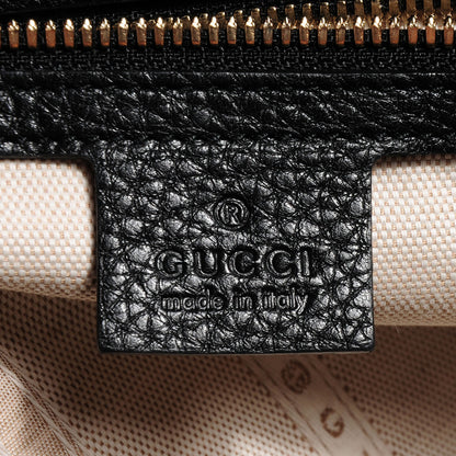 Gucci Leather Medium Label Tote Black 6 of 9