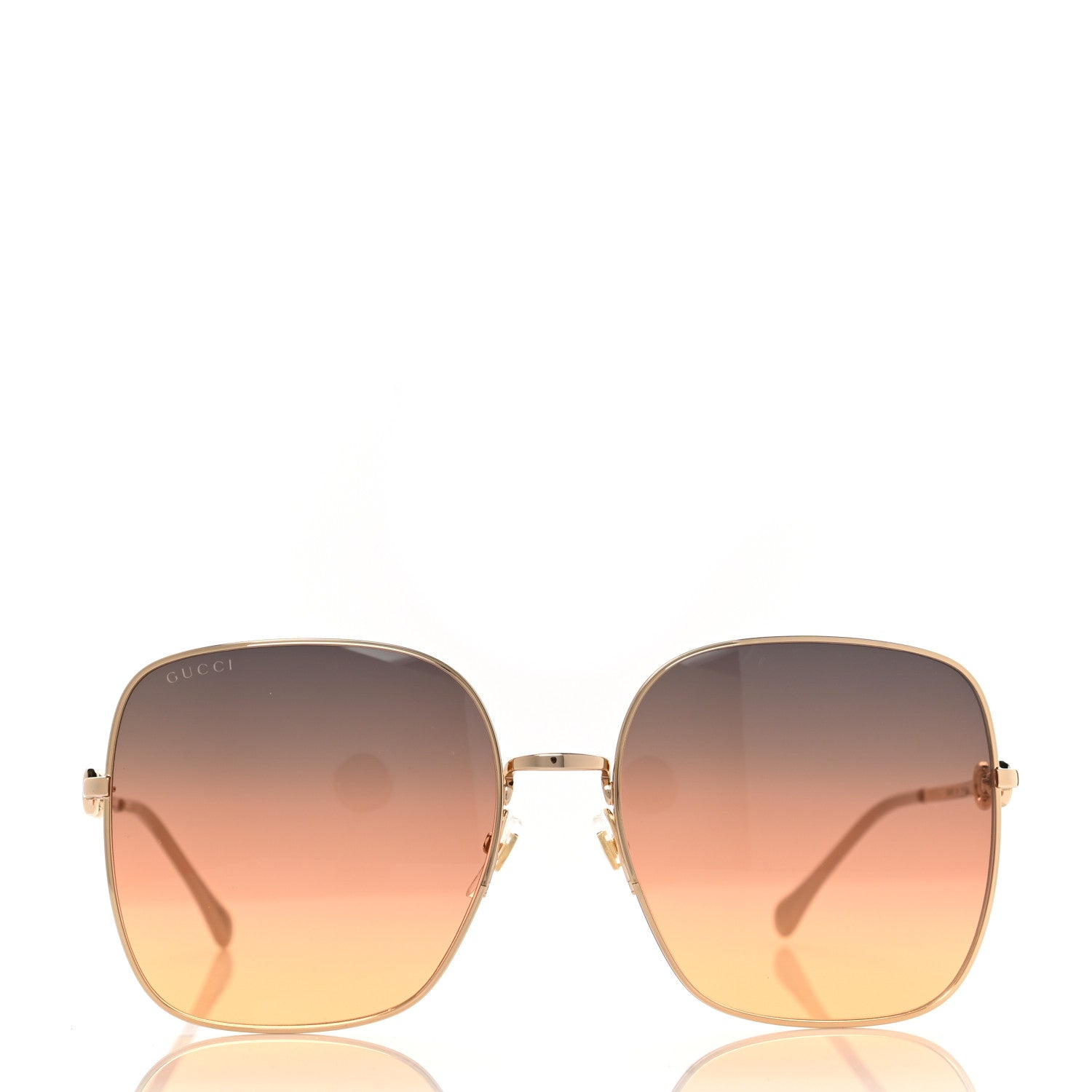Gucci Metal Horsebit Square Frame Sunglasses GG0879S Gold 3 of 8