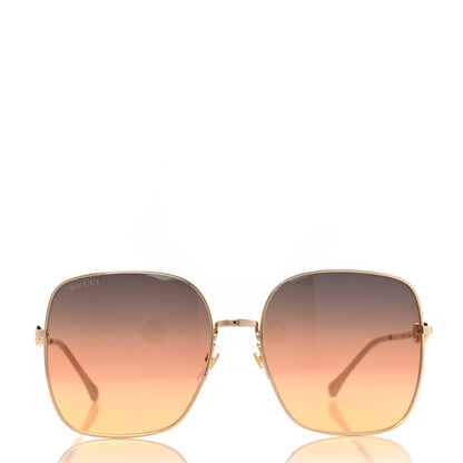Gucci Metal Horsebit Square Frame Sunglasses GG0879S Gold 3 of 8