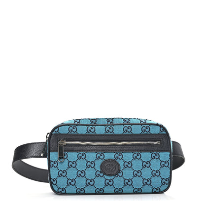 Gucci Monogram Multicolor Textured Calfskin Retro Interlocking G Belt Bag Light Blue 1 of 8