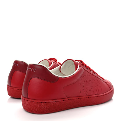 Gucci Calfskin Miro Soft Interlocking G Perforated Mens Ace Sneakers 9.5 Hibiscus Red Red Vintage 4 of 10