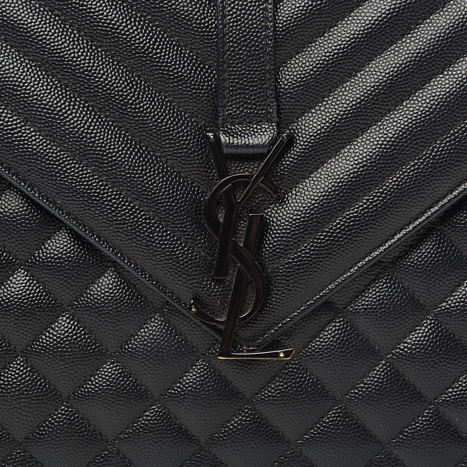Saint Laurent Grain De Poudre Large Tri-Quilt Monogram Satchel Black 12 of 12