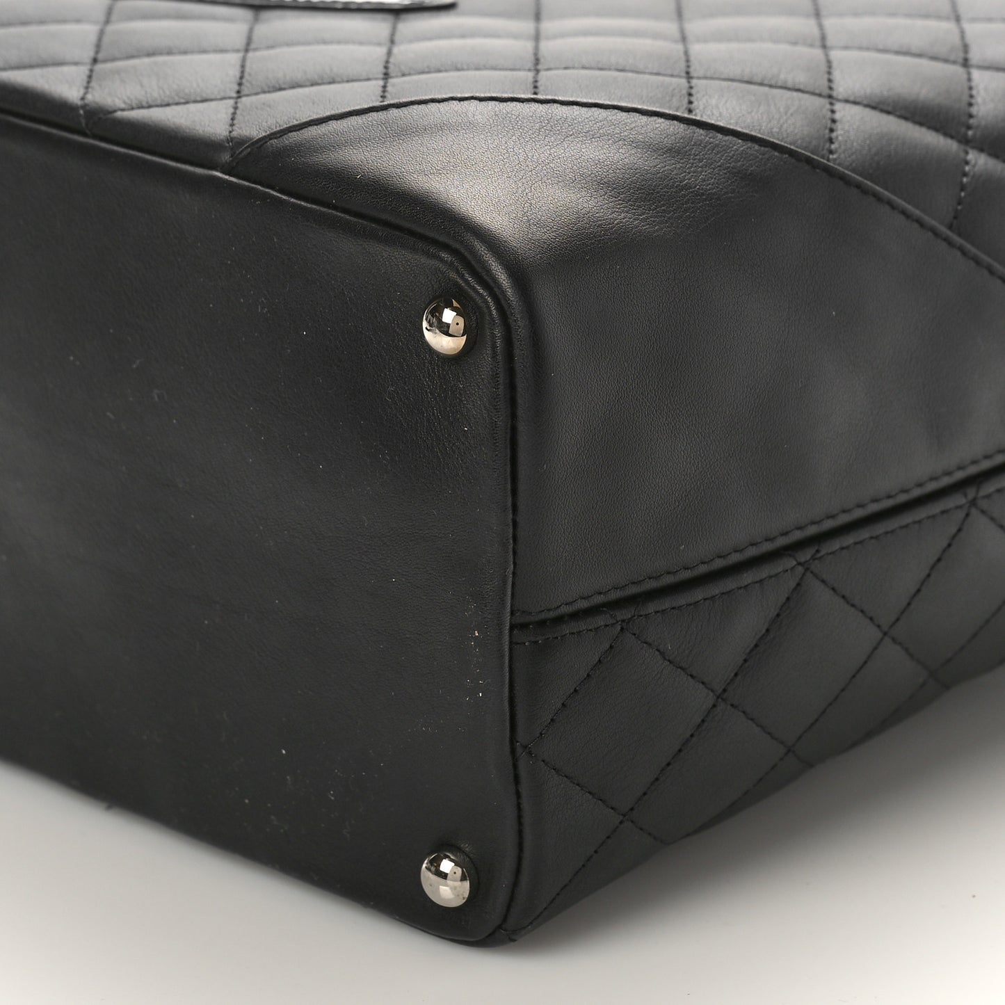 Calfskin Quilted Medium Cambon Tote Black