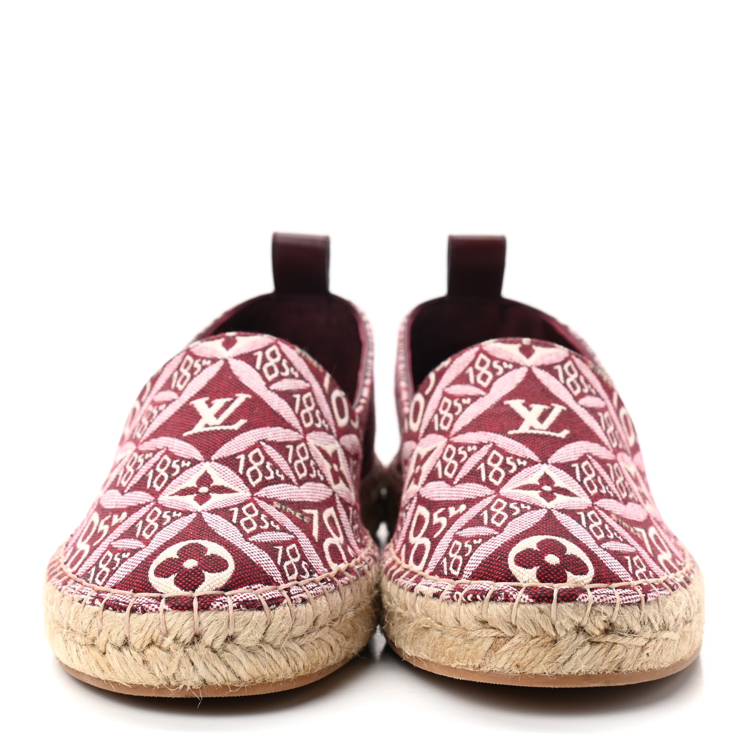 Louis Vuitton Jacquard Since 1854 Starboard Espadrille Flats 37.5 Bordeaux 2 of 8