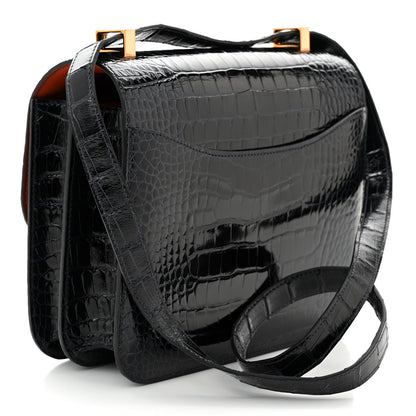 Hermes Shiny Alligator Verso Constance 24 Bleu Marine Cuivre 3 of 11