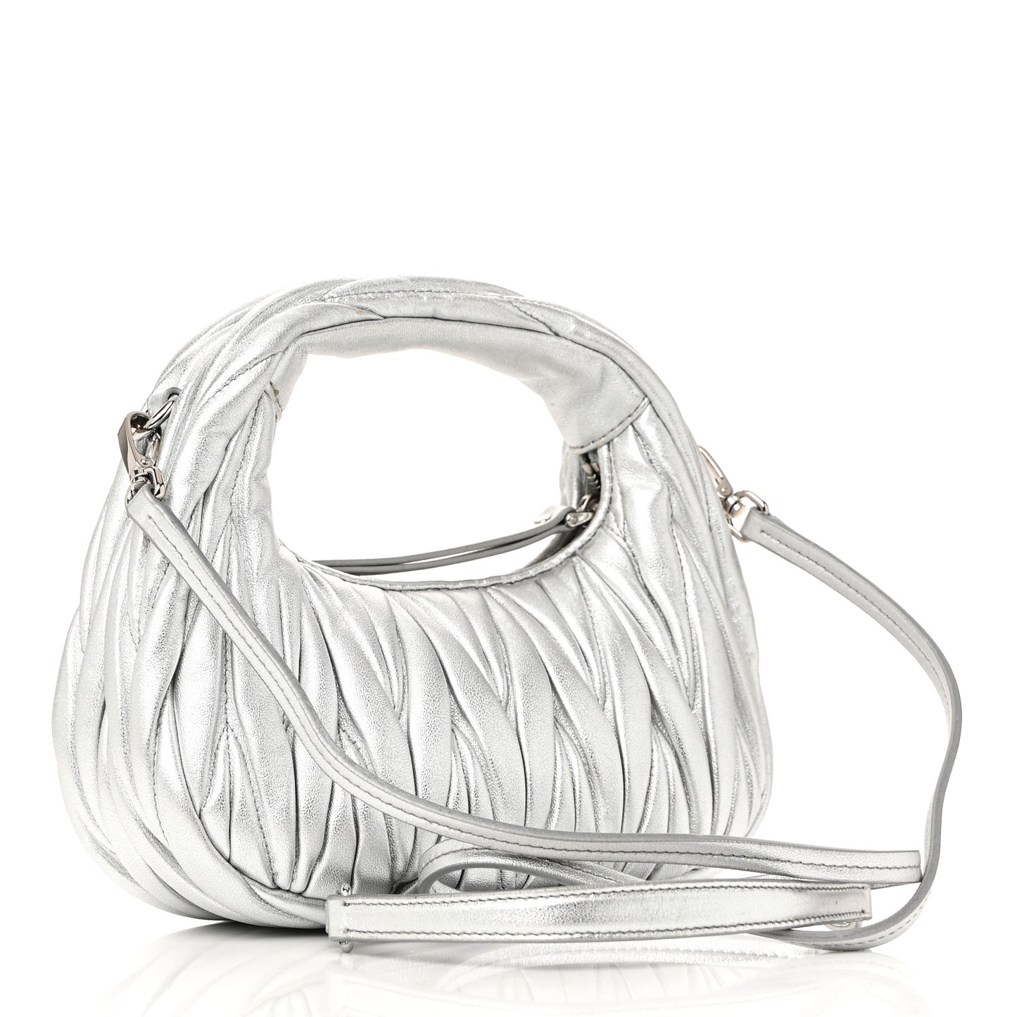 Metallic Nappa Matelasse Mini Wander Hobo Cromo