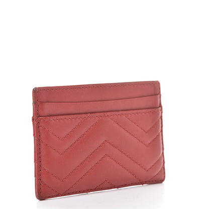Gucci Calfskin Matelasse GG Marmont Card Holder Hibiscus Red 3 of 11